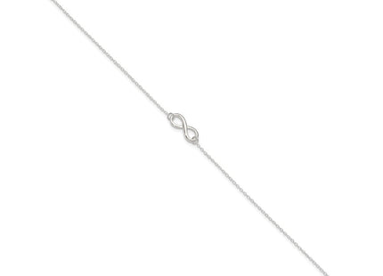 Sterling Silver Polished 10in Plus 1in. Ext. Infinity Symbol Anklet