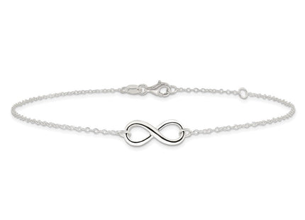 Sterling Silver Polished 10in Plus 1in. Ext. Infinity Symbol Anklet