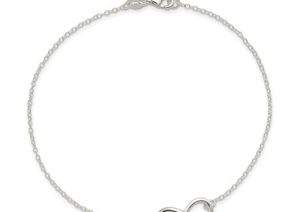 Sterling Silver Polished 10in Plus 1in. Ext. Infinity Symbol Anklet