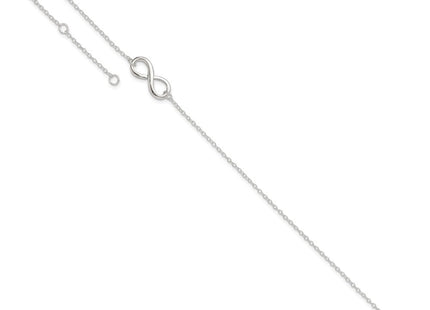Sterling Silver Polished 10in Plus 1in. Ext. Infinity Symbol Anklet