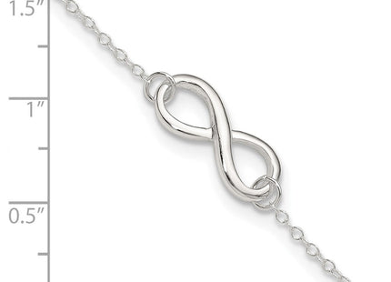 Sterling Silver Polished 10in Plus 1in. Ext. Infinity Symbol Anklet