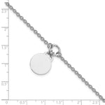 Sterling Silver Rhodium-plated Engravable Disc w/1in ext Bracelet view 3