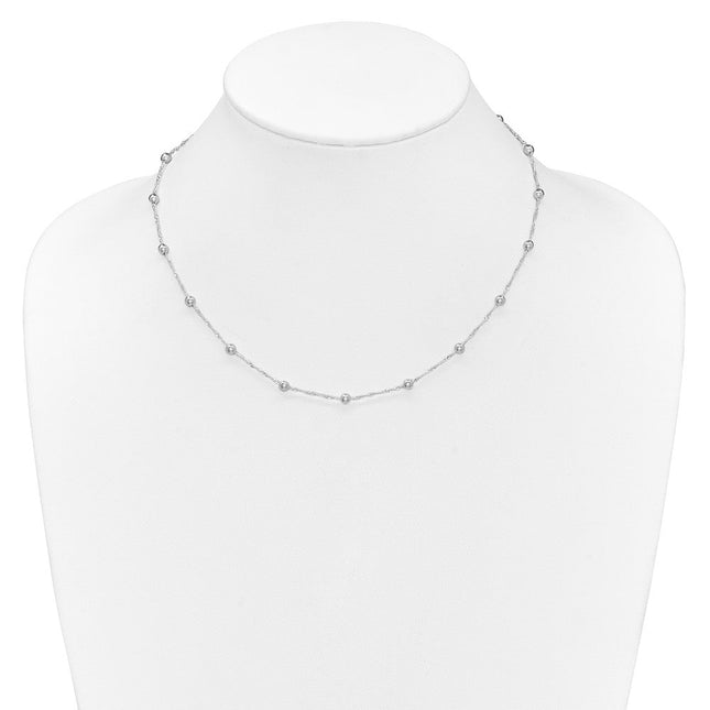 Sterling Silver Polished Beaded 18in Necklace