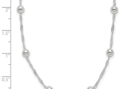 Sterling Silver Polished Beaded 18in Necklace