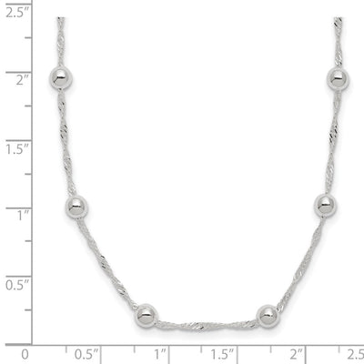 Sterling Silver Polished Beaded 18in Necklace