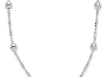 Sterling Silver Polished Beaded 18in Necklace