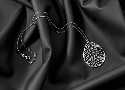 Sterling Silver Rhodium-plated Polished w/ 1.75in Ext. Necklace