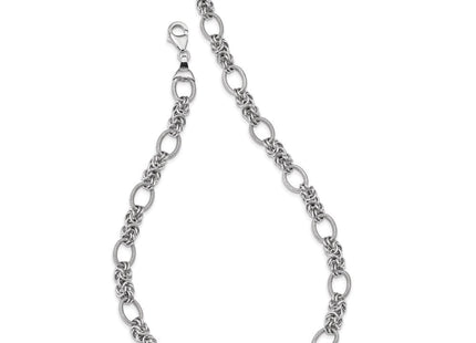 Sterling Silver Rhodium-plated Polished and Textured Necklace (Style QG3893-18)