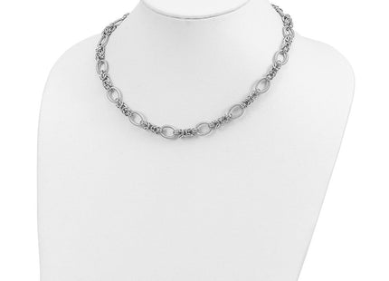 Sterling Silver Rhodium-plated Polished and Textured Necklace (Style QG3893-18)
