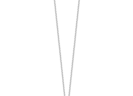Sterling Silver Rhodium-plated Bezel CZ Necklace (Style QG39-18)