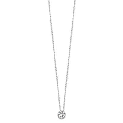 Sterling Silver Rhodium-plated Bezel CZ Necklace