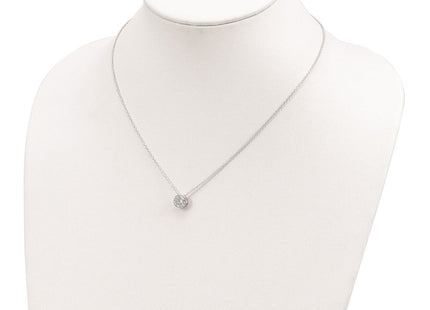 Sterling Silver Rhodium-plated Bezel CZ Necklace (Style QG39-18)