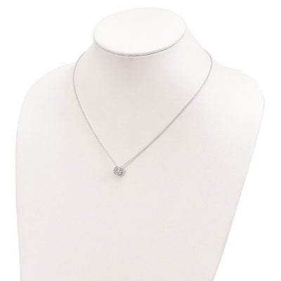 Sterling Silver Rhodium-plated Bezel CZ Necklace