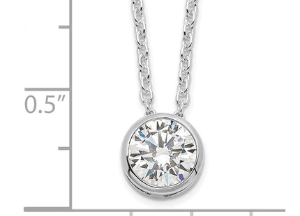 Sterling Silver Rhodium-plated Bezel CZ Necklace (Style QG39-18)