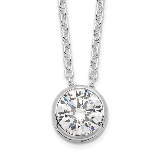 Sterling Silver Rhodium-plated Bezel CZ Necklace