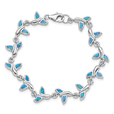Sterling Silver Rhodium-Plated Whale Tail Bracelet