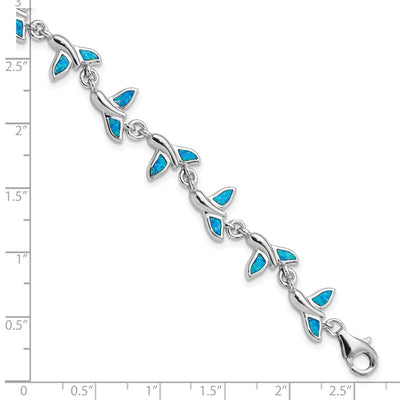 Sterling Silver Rhodium-Plated Whale Tail Bracelet