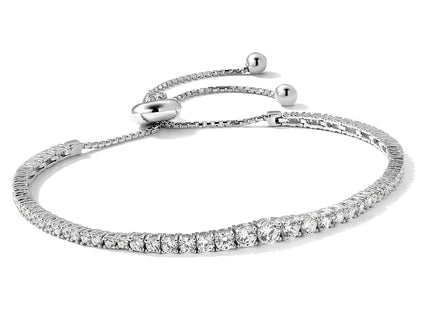 Sterling Shimmer Sterling Silver Rhodium-plated 67 Stone Graduated CZ Adjustable up to Bracelet