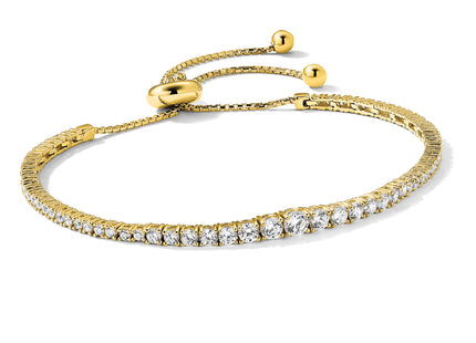 Sterling Shimmer Sterling Silver Gold-tone Flash Gold-plated 67 Stone Graduated CZ Adjustable up to Bracelet