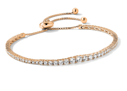Sterling Shimmer Sterling Silver Rose-tone Flash Rose Gold-plated 67 Stone Graduated CZ Adjustable up to Bracelet