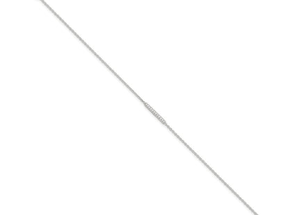 Sterling Silver Polished CZ Bar 10in Plus 1in Ext. Anklet