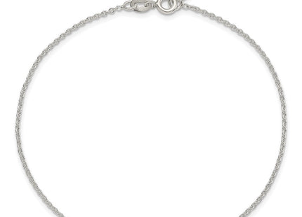 Sterling Silver Polished CZ Bar 10in Plus 1in Ext. Anklet