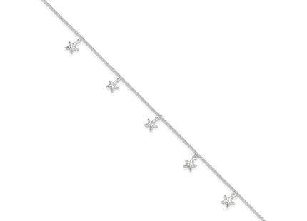 Sterling Silver Starfish Dangles Plus Ext. Anklet (Style QG4192-9)