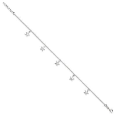 Sterling Silver Starfish Dangles Plus Ext. Anklet