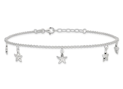 Sterling Silver Starfish Dangles Plus Ext. Anklet (Style QG4192-9)