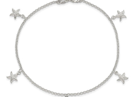 Sterling Silver Starfish Dangles Plus Ext. Anklet (Style QG4192-9)