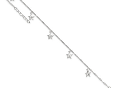 Sterling Silver Starfish Dangles Plus Ext. Anklet