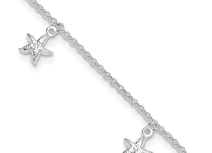 Sterling Silver Starfish Dangles Plus Ext. Anklet (Style QG4192-9)