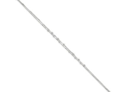 Sterling Silver Polished Beaded 2-strand Plus ext. Anklet (Style QG4196-9)