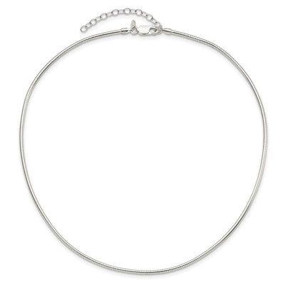 Sterling Silver Round w/2in. Ext Neckwire Chain