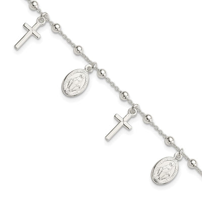 Sterling silver miraculous medal bracelet