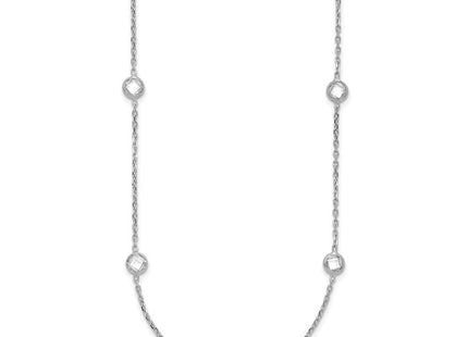 Sterling Silver Rhodium-plated 9-Station CZ Polished Necklace (Style QG4283-18)