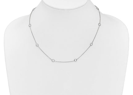 Sterling Silver Rhodium-plated 9-Station CZ Polished Necklace (Style QG4283-18)