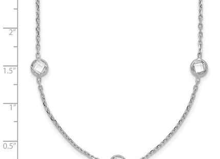 Sterling Silver Rhodium-plated 9-Station CZ Polished Necklace (Style QG4283-18)