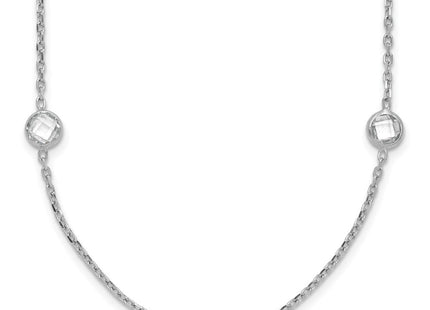 Sterling Silver Rhodium-plated 9-Station CZ Polished Necklace (Style QG4283-18)