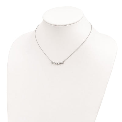 Sterling Silver Rhodium-plated w/2in ext Heart Bar Necklace