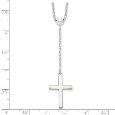 Sterling Silver Polished Cross Adjusts up to Necklace
