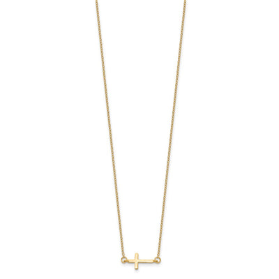 Sterling Silver Gold-tone w/ 2in ext. Sideways Cross Necklace
