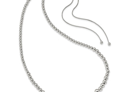 Sterling Silver Graduated Beads Adjustable Necklace (Style QG4548-28)