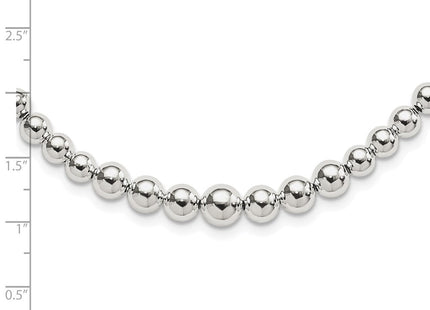 Sterling Silver Graduated Beads Adjustable Necklace (Style QG4548-28)