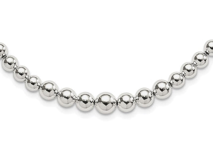 Sterling Silver Graduated Beads Adjustable Necklace (Style QG4548-28)