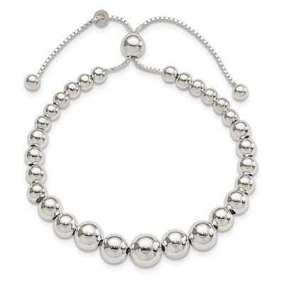 Sterling Silver Graduated Beads Adjustable Necklace