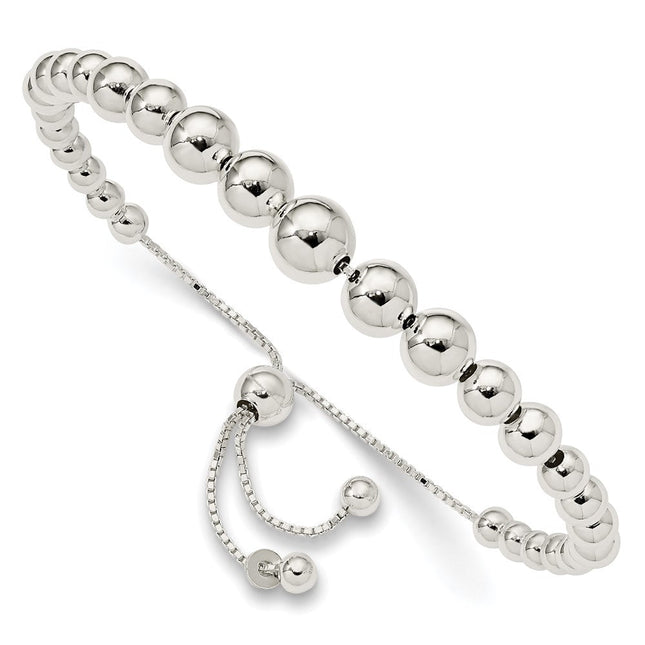 Sterling Silver Graduated Beads Adjustable Necklace