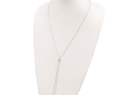 Sterling Silver Long Cable Link Heart Adjustable Necklace (Style QG4549-36)