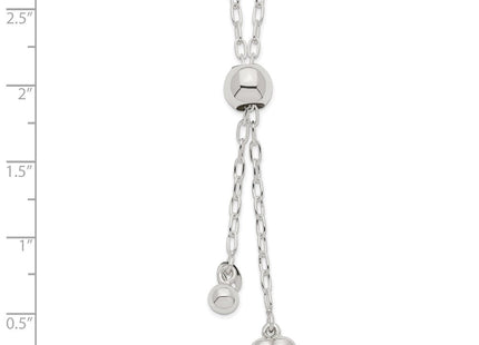 Sterling Silver Long Cable Link Heart Adjustable Necklace (Style QG4549-36)