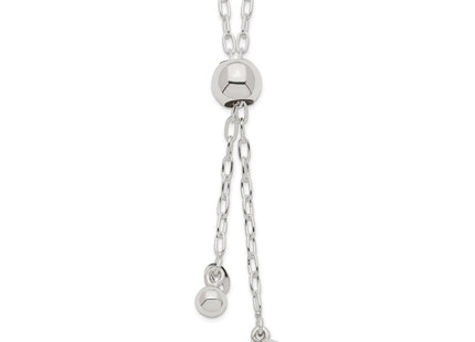 Sterling Silver Long Cable Link Heart Adjustable Necklace (Style QG4549-36)